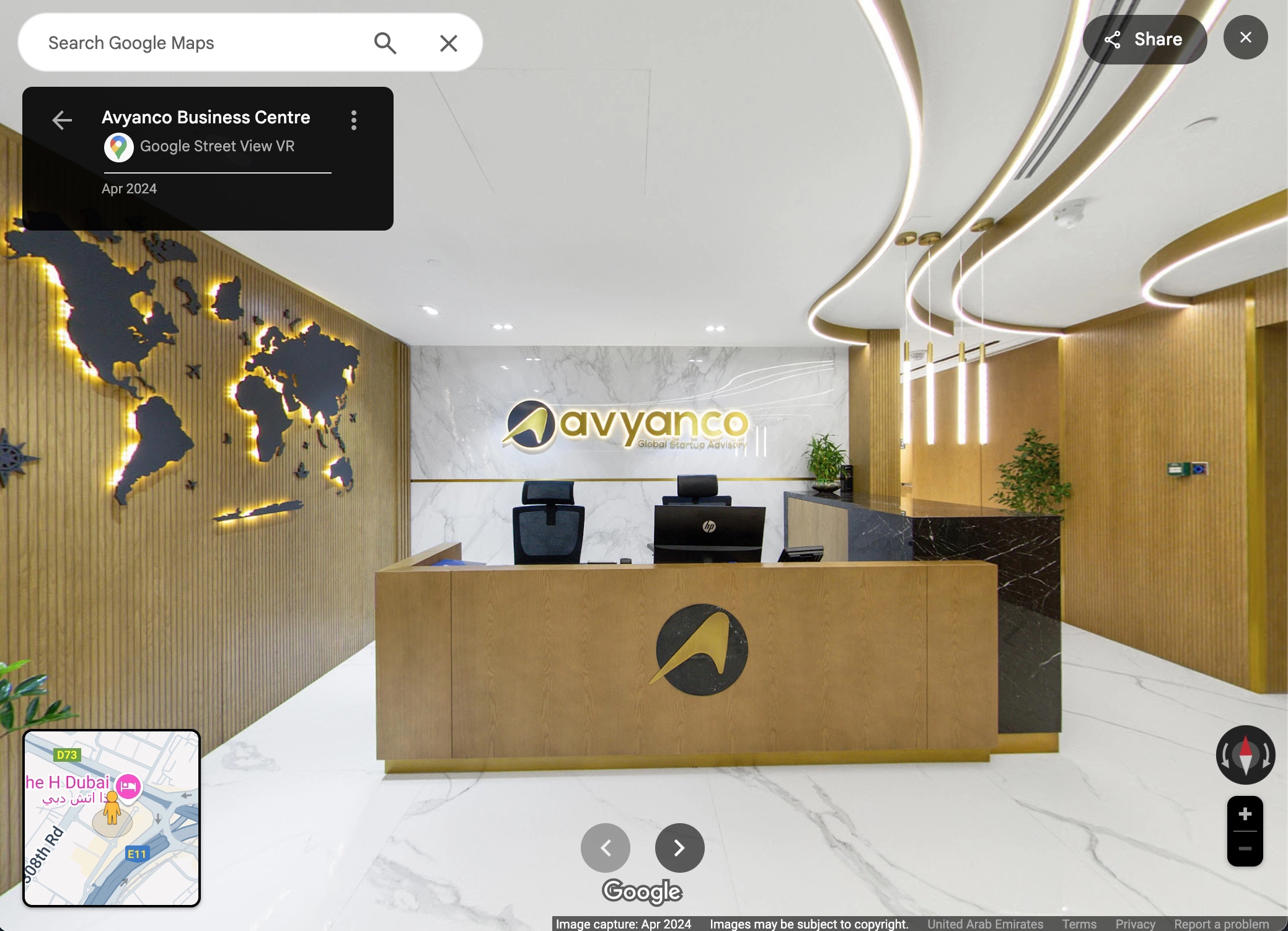Google Street View 360 tour of a business interior by WalkThru Media